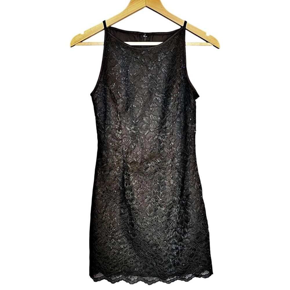Jessica McClintock Gunne Sax Black Lace Mini Dress Sz 3/4 Whimsigoth Grunge Dark